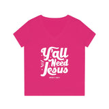 Hood N' Holy Y'all Need Jesus Women's V-Neck T-Shirt