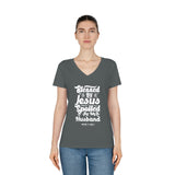 Hood N' Holy Spoiled By My Husband Women's V-Neck T-Shirt