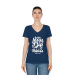 Hood N' Holy Flip Tables Women's V-Neck T-Shirt