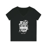 Hood N' Holy Try Jesus Not Me Women's V-Neck T-Shirt