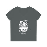 Hood N' Holy Try Jesus Not Me Women's V-Neck T-Shirt