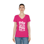 Hood N' Holy Pray With Me Women's V-Neck T-Shirt