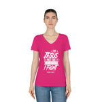 Hood N' Holy Try Jesus Not Me Women's V-Neck T-Shirt