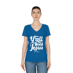 Hood N' Holy Y'all Need Jesus Women's V-Neck T-Shirt