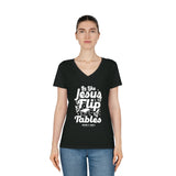 Hood N' Holy Flip Tables Women's V-Neck T-Shirt