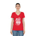 Hood N' Holy Try Jesus Not Me Women's V-Neck T-Shirt