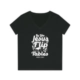 Hood N' Holy Flip Tables Women's V-Neck T-Shirt